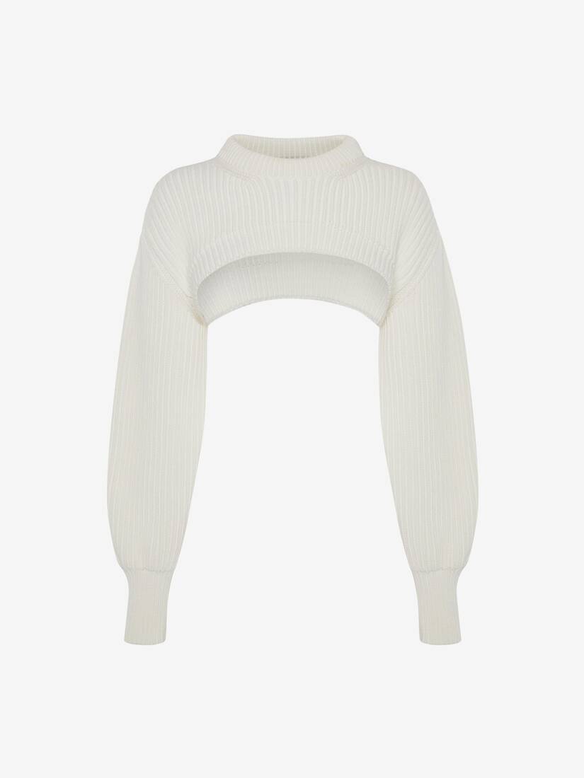 Prendas De Punto Alexander McQueen Cropped Mujer - Blancos - Mexico 305-VJNIOW